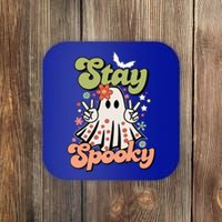 Retro Stay Spooky Ghost Print Meaningful Gift Coaster