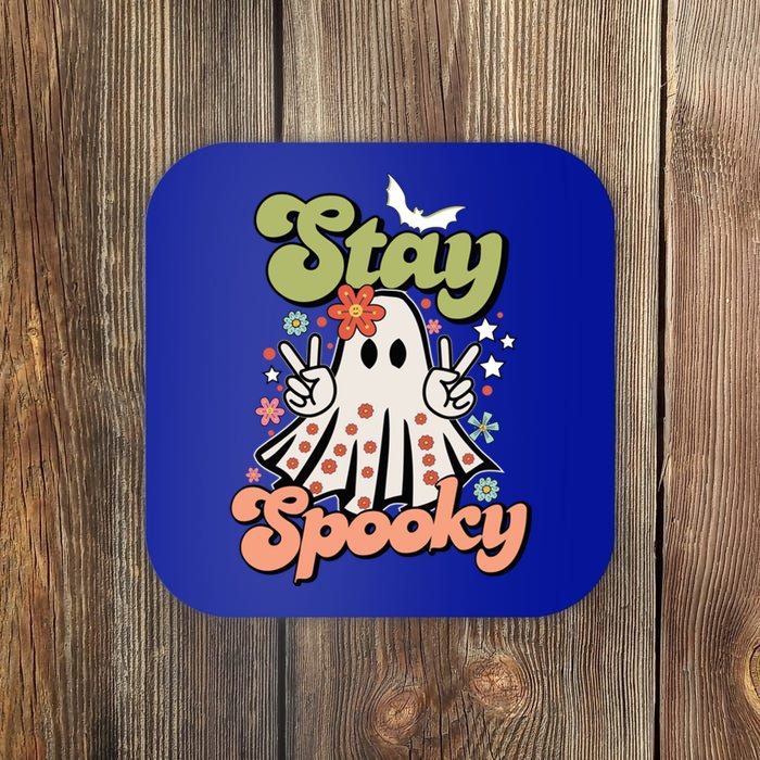 Retro Stay Spooky Ghost Print Meaningful Gift Coaster