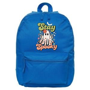 Retro Stay Spooky Ghost Print Meaningful Gift 16 in Basic Backpack