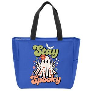 Retro Stay Spooky Ghost Print Meaningful Gift Zip Tote Bag