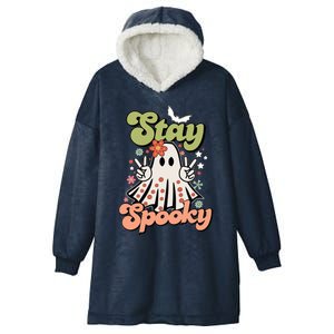 Retro Stay Spooky Ghost Print Meaningful Gift Hooded Wearable Blanket