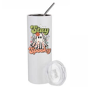 Retro Stay Spooky Ghost Print Meaningful Gift Stainless Steel Tumbler