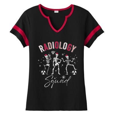 Radiology Squad Skeleton Christmas Radiologist Xray Tech Cute Gift Ladies Halftime Notch Neck Tee