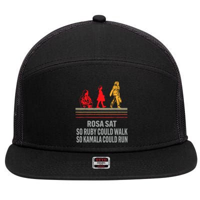 Rosa Sat So Ruby Could Walk So Kamala Could Run 7 Panel Mesh Trucker Snapback Hat