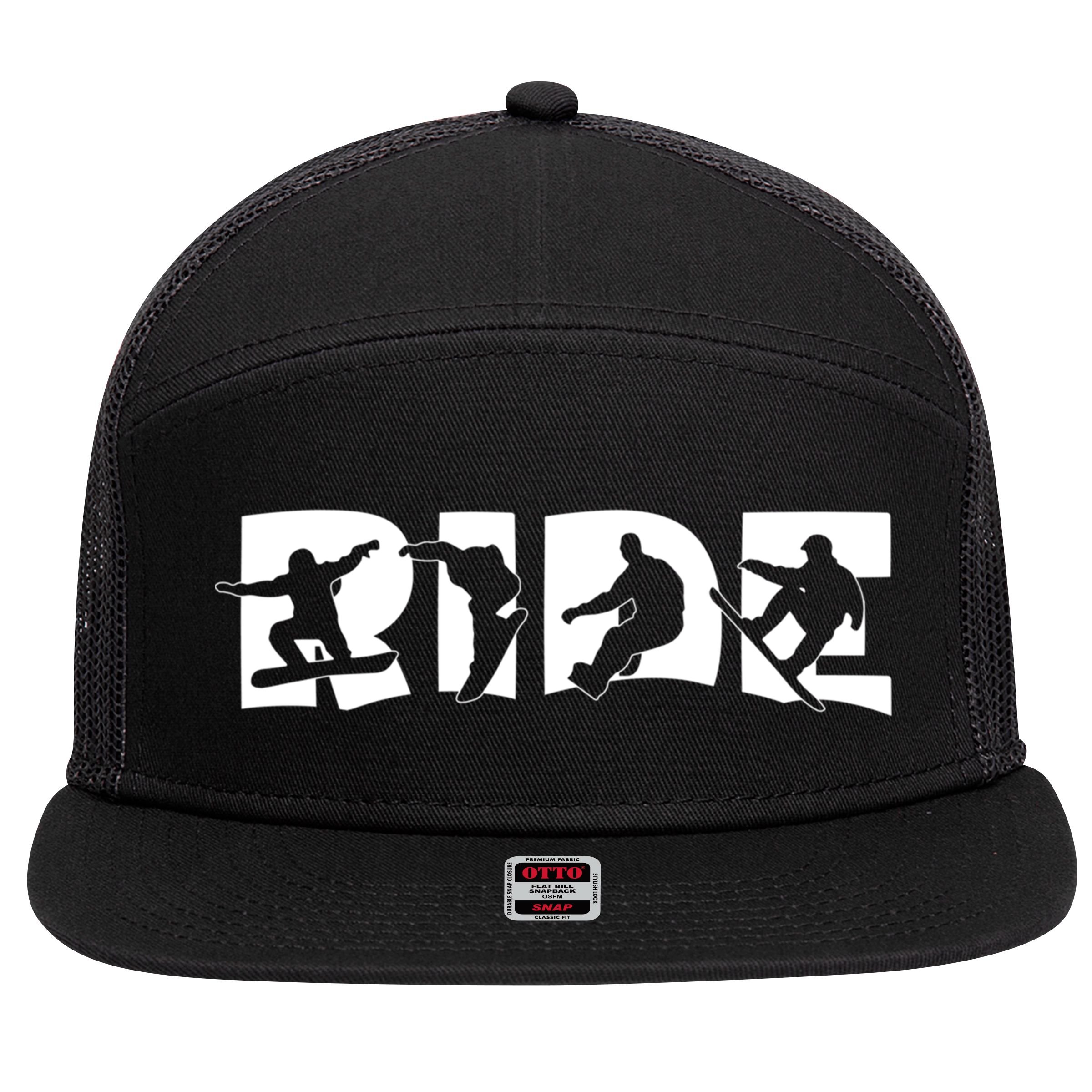 Ride Snowboard Snowboarder Gift Christmas Snowboarding Gift 7 Panel Mesh Trucker Snapback Hat