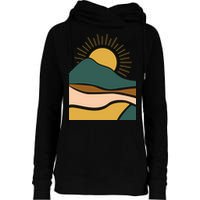 Retro Sunset Summer Graphic Design Womens Funnel Neck Pullover Hood