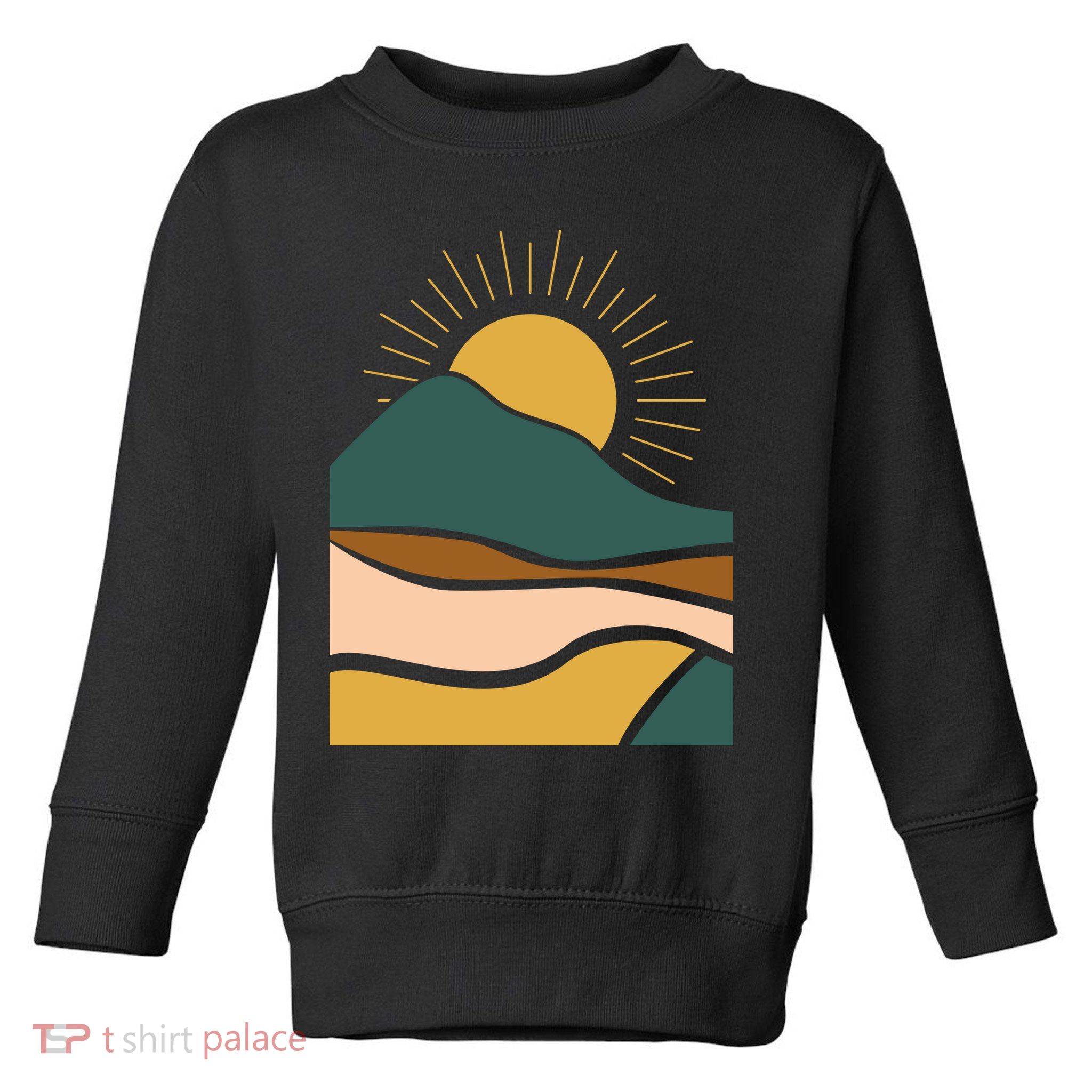 Retro Sunset Summer Graphic Design Toddler Sweatshirt