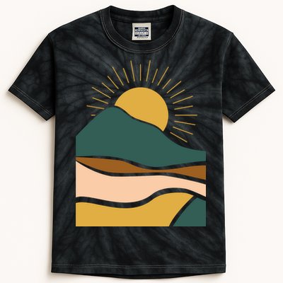 Retro Sunset Summer Graphic Design Kids Tie-Dye T-Shirt