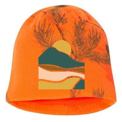 Retro Sunset Summer Graphic Design Kati - Camo Knit Beanie