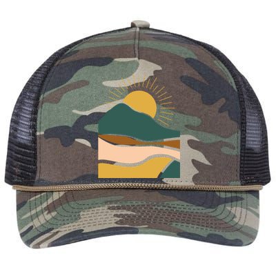 Retro Sunset Summer Graphic Design Retro Rope Trucker Hat Cap