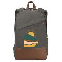 Retro Sunset Summer Graphic Design Cotton Canvas Backpack