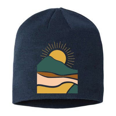 Retro Sunset Summer Graphic Design Sustainable Beanie