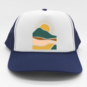 Retro Sunset Summer Graphic Design Trucker Hat