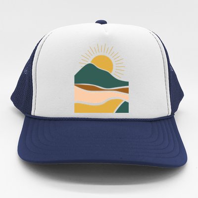 Retro Sunset Summer Graphic Design Trucker Hat