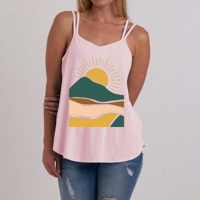 Retro Sunset Summer Graphic Design Women's Strappy Tank