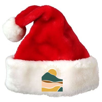 Retro Sunset Summer Graphic Design Premium Christmas Santa Hat