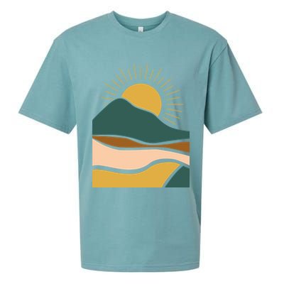 Retro Sunset Summer Graphic Design Sueded Cloud Jersey T-Shirt