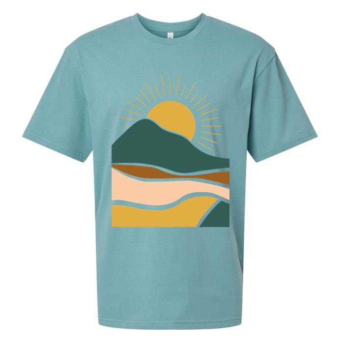 Retro Sunset Summer Graphic Design Sueded Cloud Jersey T-Shirt