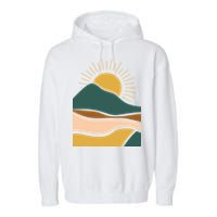 Retro Sunset Summer Graphic Design Garment-Dyed Fleece Hoodie