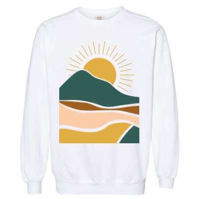 Retro Sunset Summer Graphic Design Garment-Dyed Sweatshirt
