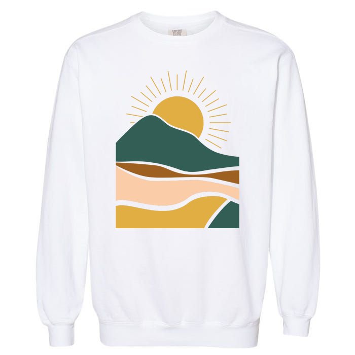 Retro Sunset Summer Graphic Design Garment-Dyed Sweatshirt