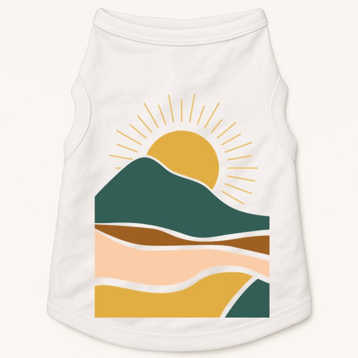 Retro Sunset Summer Graphic Design Doggie Tank