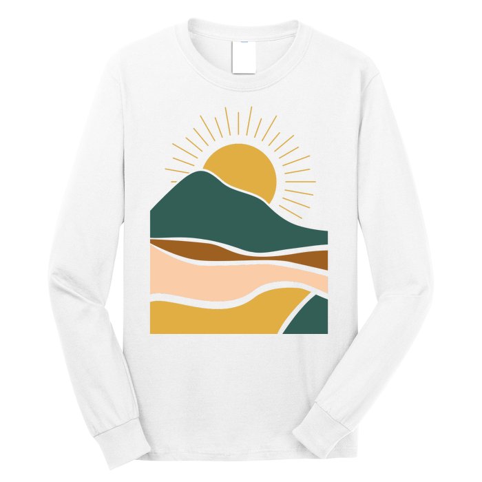 Retro Sunset Summer Graphic Design Long Sleeve Shirt