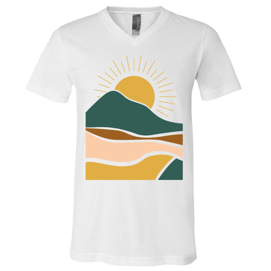 Retro Sunset Summer Graphic Design V-Neck T-Shirt