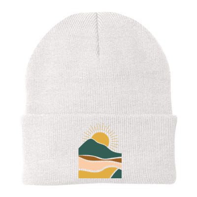 Retro Sunset Summer Graphic Design Knit Cap Winter Beanie