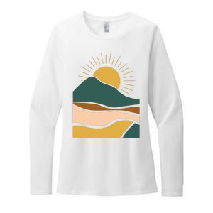 Retro Sunset Summer Graphic Design Womens CVC Long Sleeve Shirt