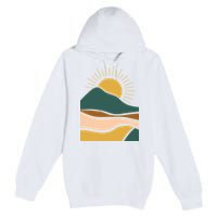 Retro Sunset Summer Graphic Design Premium Pullover Hoodie