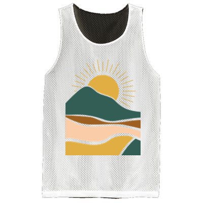 Retro Sunset Summer Graphic Design Mesh Reversible Basketball Jersey Tank