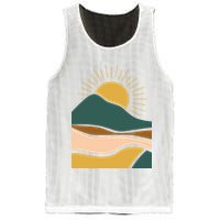 Retro Sunset Summer Graphic Design Mesh Reversible Basketball Jersey Tank