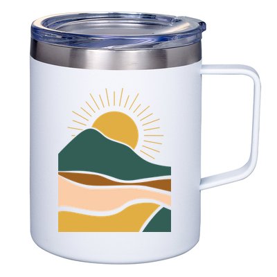 Retro Sunset Summer Graphic Design 12oz Stainless Steel Coffee Mug
