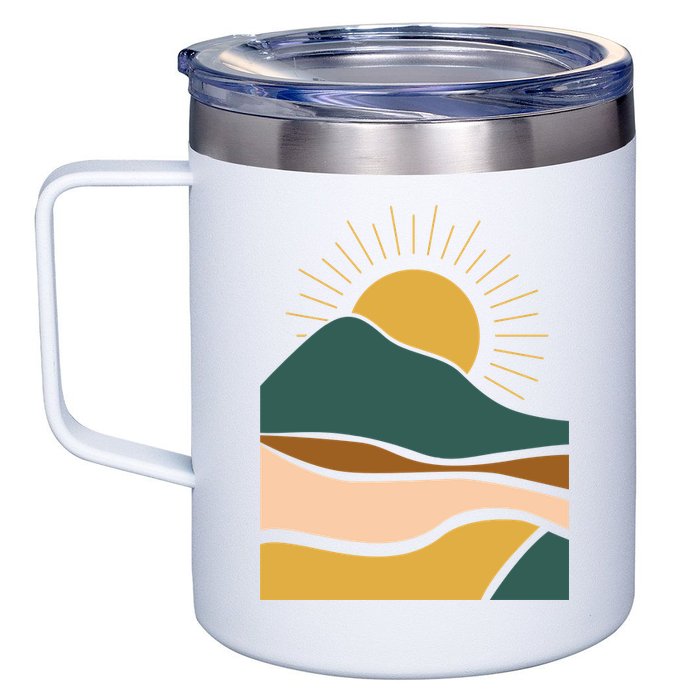 Retro Sunset Summer Graphic Design 12oz Stainless Steel Coffee Mug