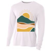 Retro Sunset Summer Graphic Design Cooling Performance Long Sleeve Crew