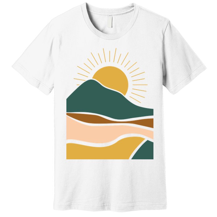 Retro Sunset Summer Graphic Design Premium T-Shirt