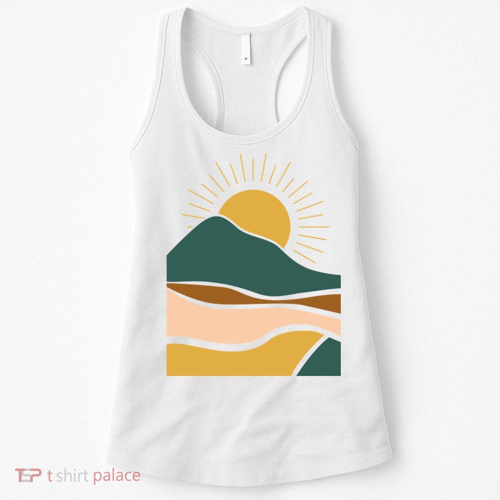 Retro Sunset Summer Graphic Design Womens Tank Top
