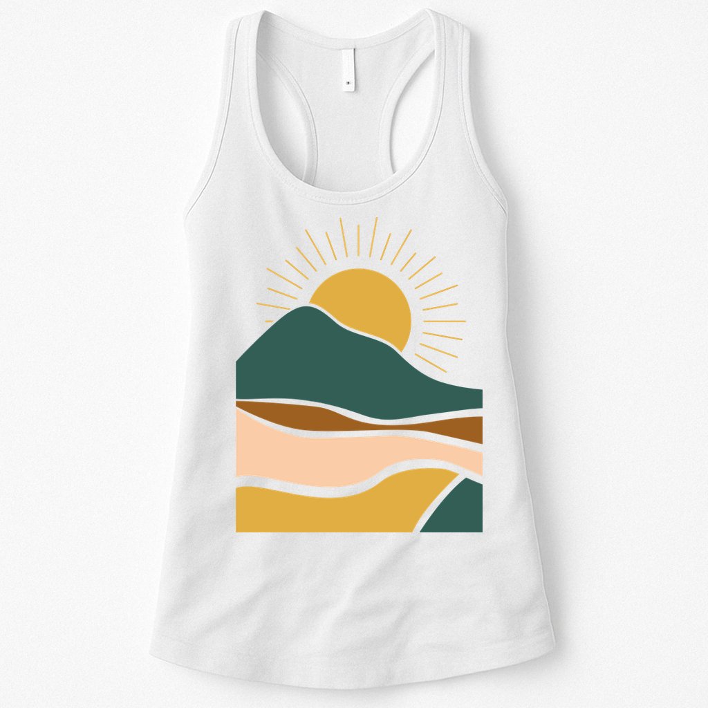 Retro Sunset Summer Graphic Design Womens Tank Top