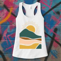 Retro Sunset Summer Graphic Design Womens Tank Top
