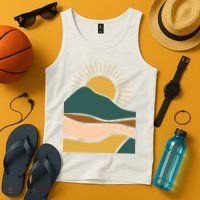 Retro Sunset Summer Graphic Design Tank Top