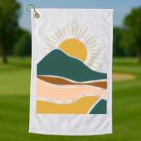 Retro Sunset Summer Graphic Design Golf Towel
