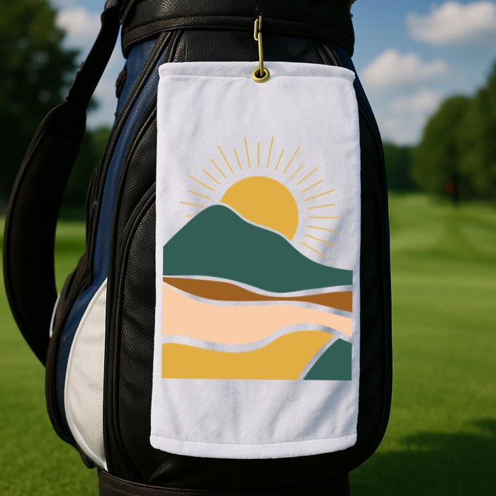 Retro Sunset Summer Graphic Design Golf Towel