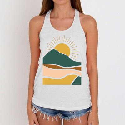 Retro Sunset Summer Graphic Design Women's Knotted Racerback Tank