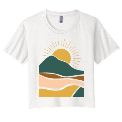 Retro Sunset Summer Graphic Design Crop Top
