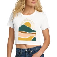 Retro Sunset Summer Graphic Design Crop Top