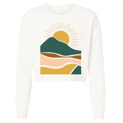Retro Sunset Summer Graphic Design Cropped Pullover Crew