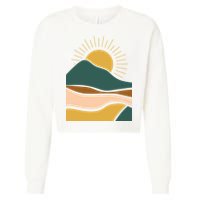 Retro Sunset Summer Graphic Design Cropped Pullover Crew