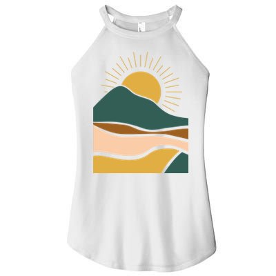 Retro Sunset Summer Graphic Design Women's Perfect Tri Rocker Tank