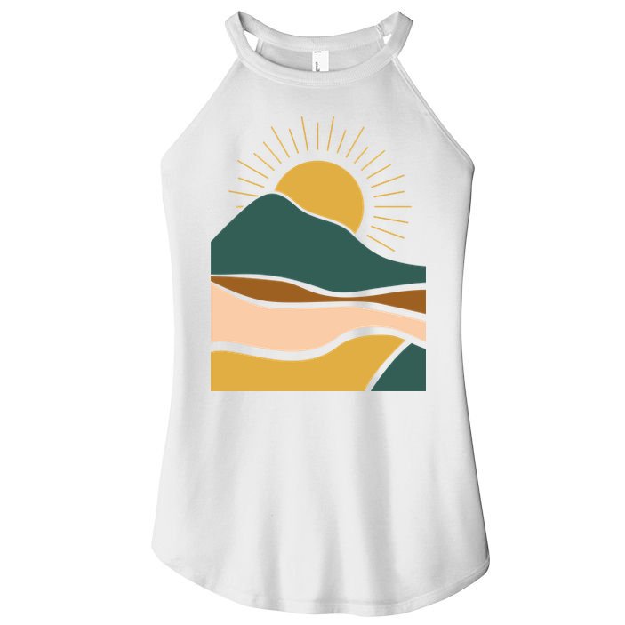 Retro Sunset Summer Graphic Design Women's Perfect Tri Rocker Tank